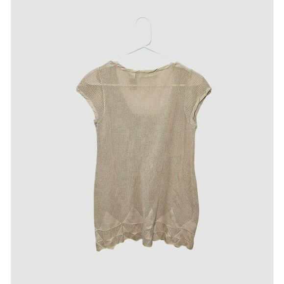 Stamp 10 Top Womens Cream Crochet Mesh Y2K Boho Size 10 Medium 100% Cotton - Picture 2 of 6